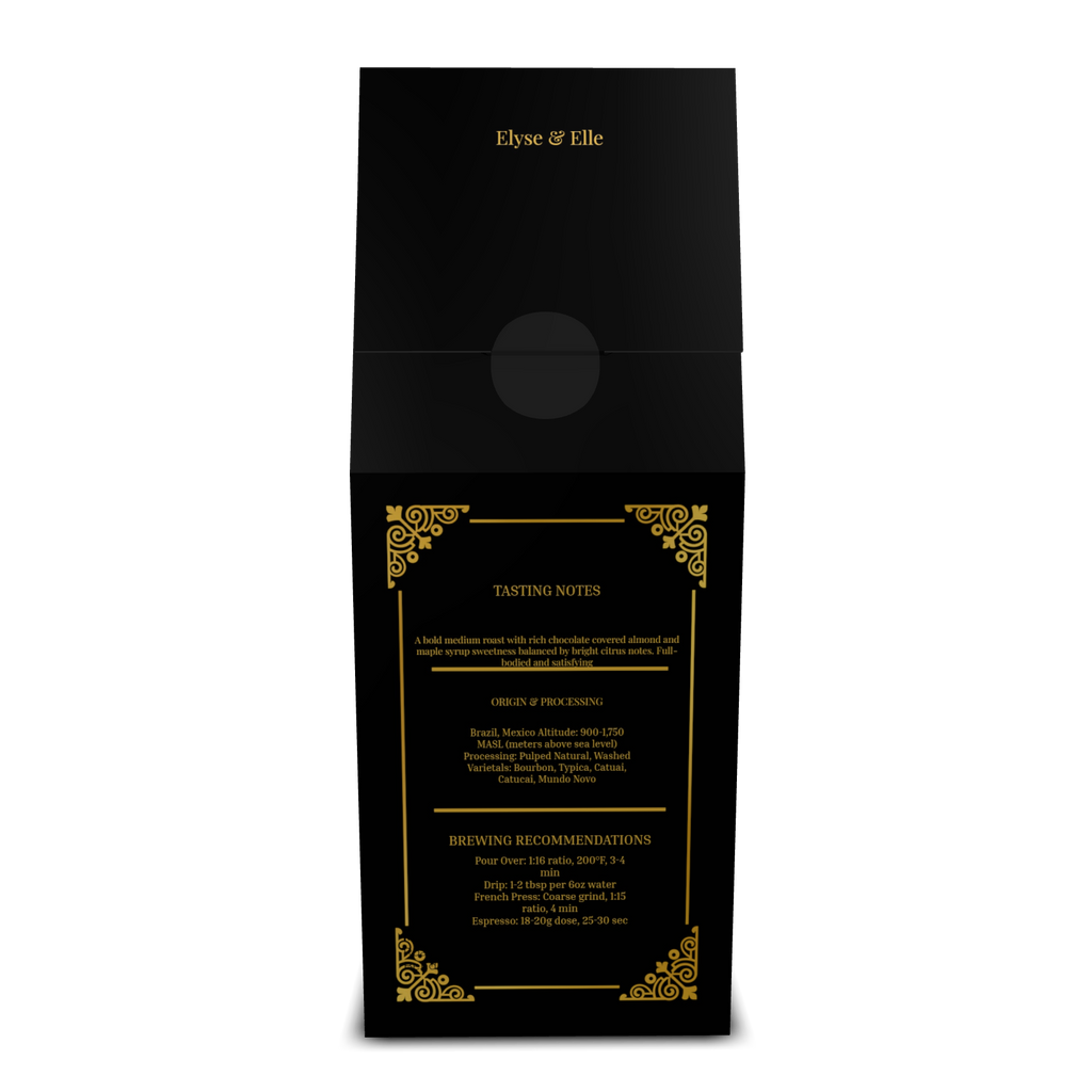 Noir Velvet Brazil-Mexico Blend Coffee | Medium Roast | Chocolate Almond Maple | 12oz